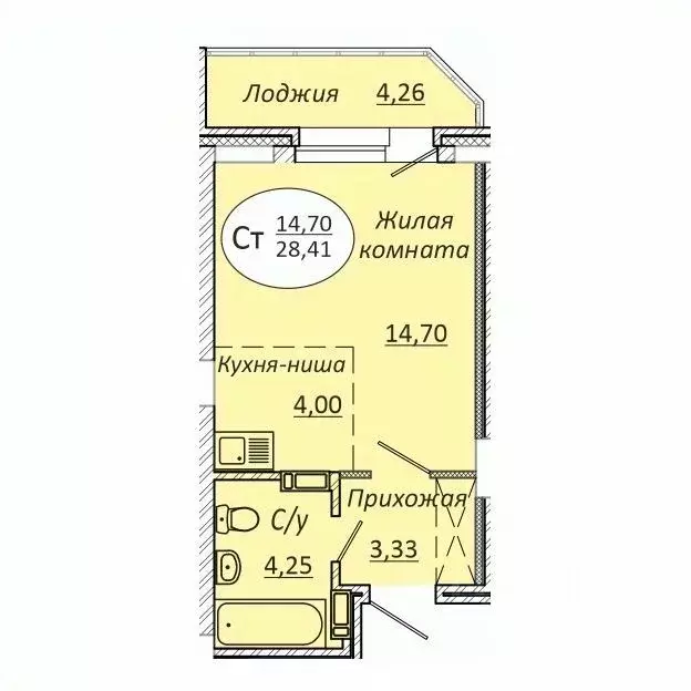Студия Новосибирская область, Новосибирск 2-я Воинская ул., 53 (28.41 ... - Фото 0