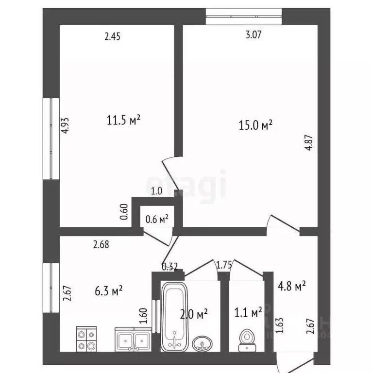 2-к кв. Крым, Феодосия пер. Тамбовский, 1 (41.3 м) - Фото 2