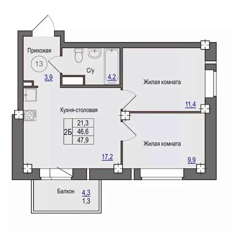 2-к кв. Псковская область, Псковский район, Завеличенская волость, д. ... - Фото 1
