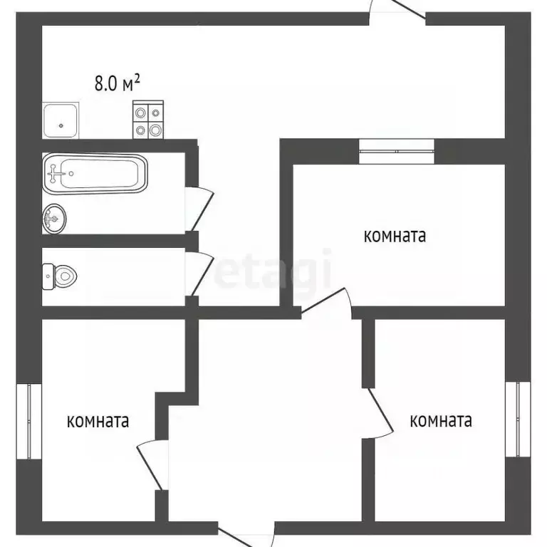4-к кв. Крым, Евпатория просп. Победы, 33 (57.2 м) - Фото 2