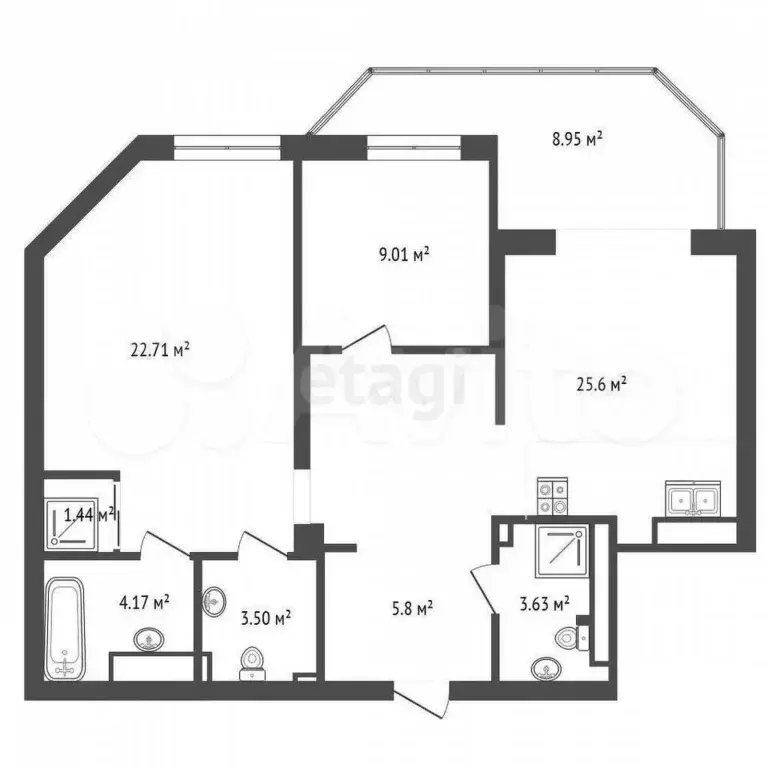 2-к. квартира, 80 м, 2/9 эт. - Фото 0