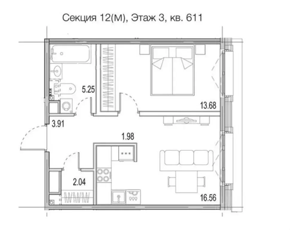 1-к кв. Санкт-Петербург ул. Стахановцев, 1 (43.0 м) - Фото 0