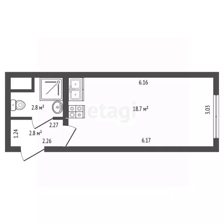 Студия Санкт-Петербург просп. Крузенштерна, 4 (24.0 м) - Фото 2