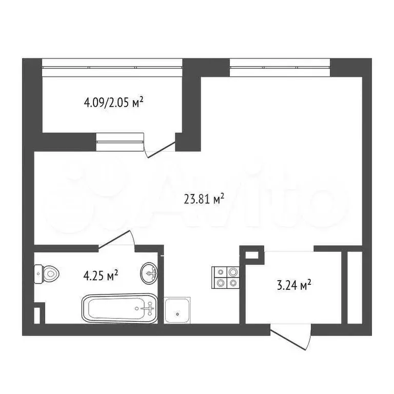 Квартира-студия, 30,9 м, 2/14 эт. - Фото 0