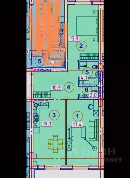 2-к кв. Северная Осетия, Владикавказ ул. Курсантов-Кировцев, 29 (72.4 ... - Фото 2