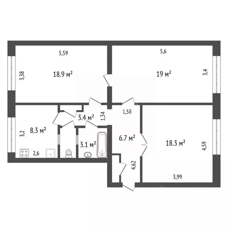 3-к кв. Красноярский край, Красноярск ул. Ленина, 133 (80.4 м) - Фото 1