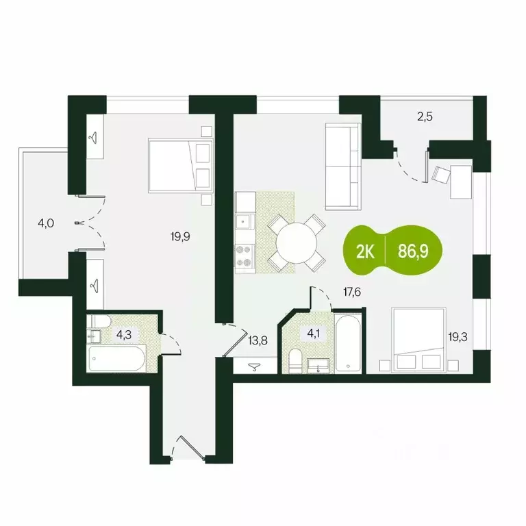 2-к кв. Забайкальский край, Чита ул. Токмакова, 30 (86.9 м) - Фото 1