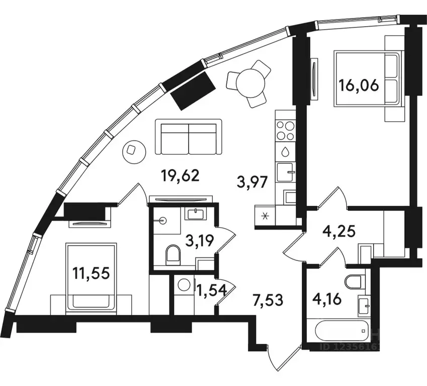 2-к кв. Москва ул. Сокольнический Вал, 2АС1 (71.87 м) - Фото 0