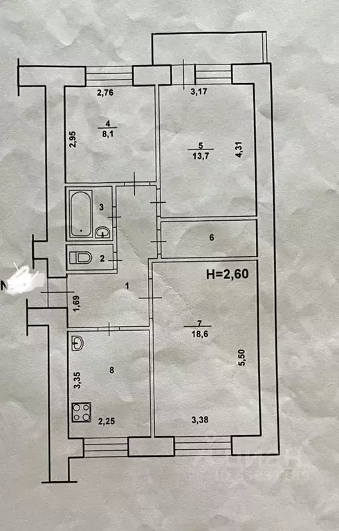 3-к кв. Волгоградская область, Волжский просп. Имени Ленина, 381 (62.6 ... - Фото 2