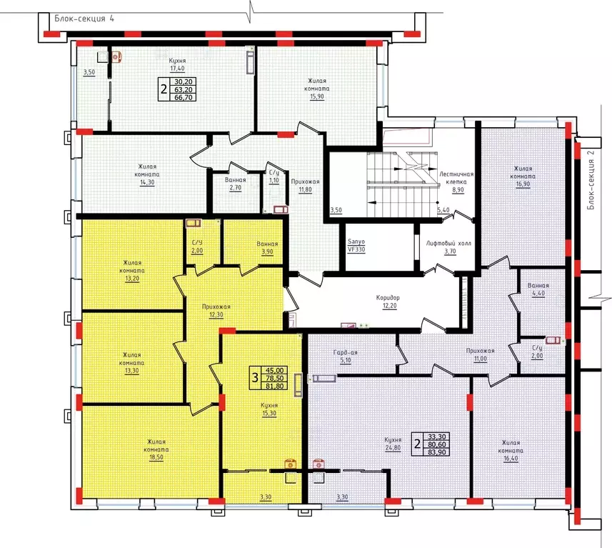 2-к кв. Ставропольский край, Ставрополь ул. Якова Андрюшина, 6 (66.9 ... - Фото 2