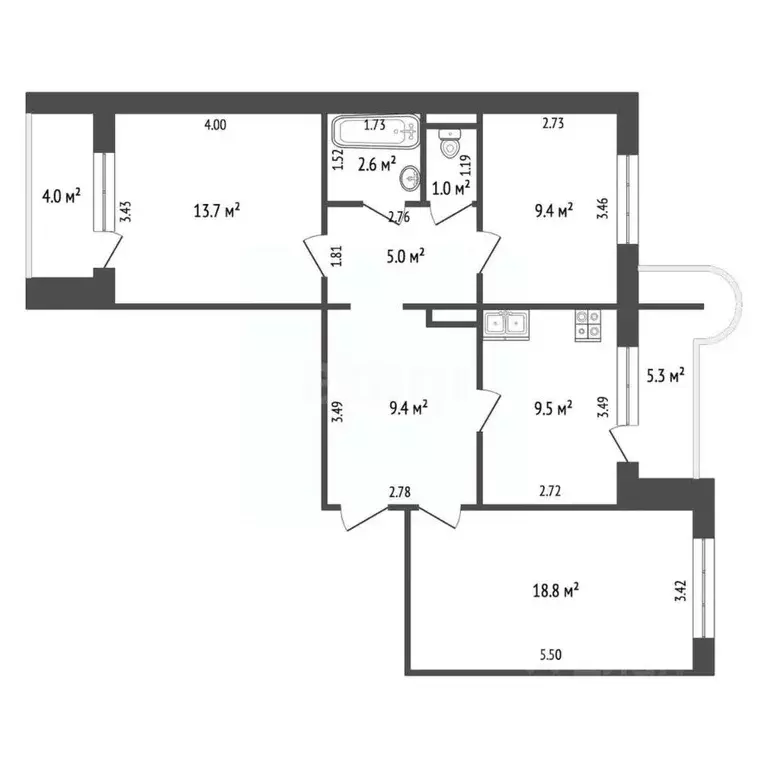 3-к кв. Самарская область, Самара Владимирская ул., 43а (74.1 м) - Фото 1