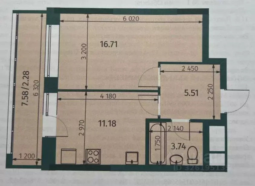 1-к кв. Татарстан, Казань Бухарская ул., 32к3 (39.4 м) - Фото 1