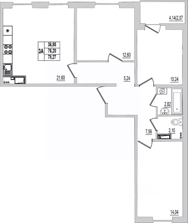 3-к кв. Псковская область, Псков ул. Крестки, 9 (78.27 м) - Фото 0