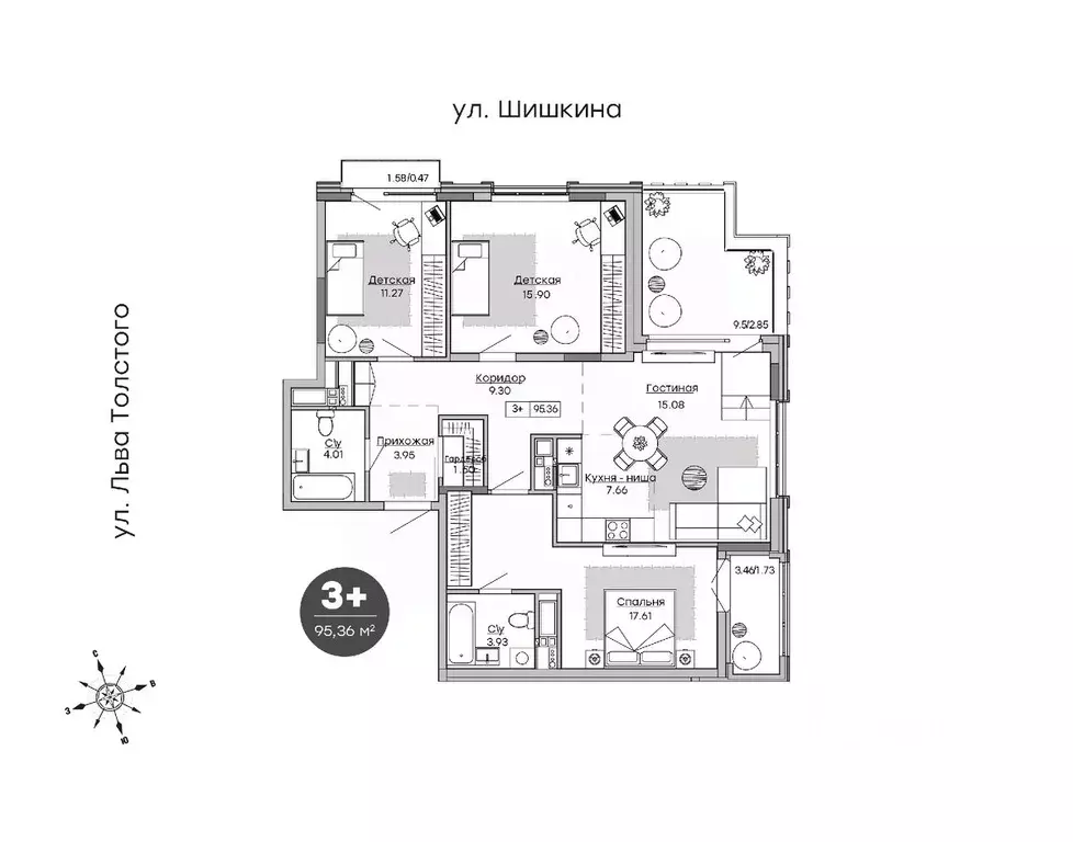 3-к кв. Удмуртия, Ижевск ул. Шишкина, 20к1 (95.36 м) - Фото 0