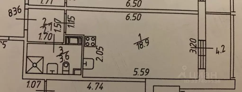 Студия Санкт-Петербург ул. Александра Матросова, 3 (29.4 м) - Фото 1