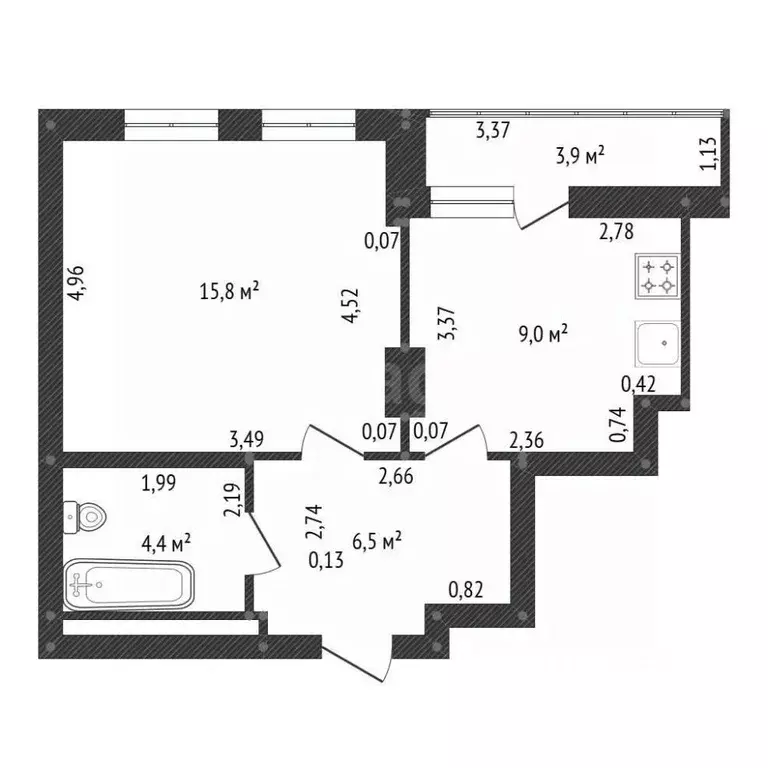 1-к кв. Башкортостан, Уфа Коммунистическая ул., 11/1 (35.7 м) - Фото 2