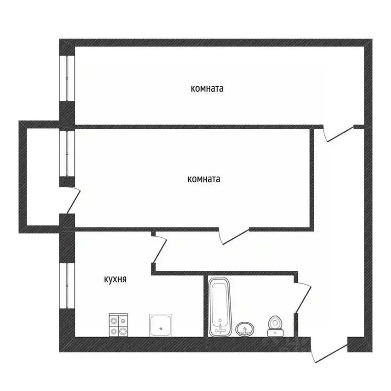 2-к кв. Ленинградская область, Кириши Комсомольская ул., 2 (42.4 м) - Фото 2