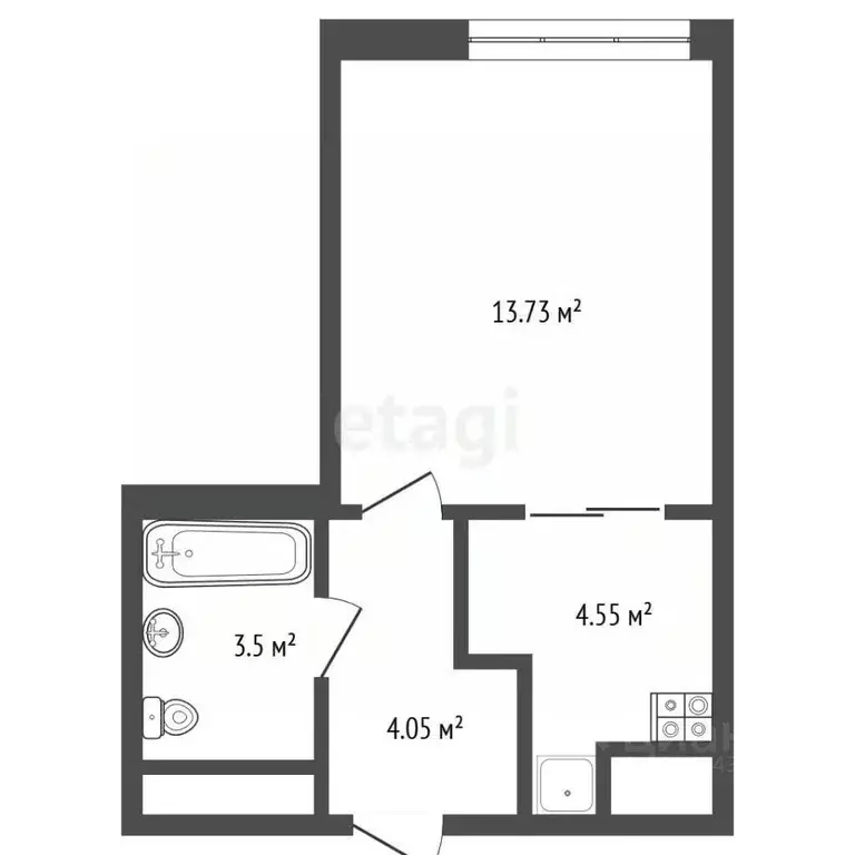 Студия Московская область, Красногорск ул. Тенистых Аллей, 1к1 (25.0 ... - Фото 2
