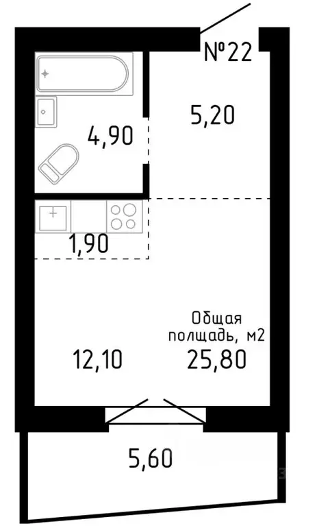 Студия Алтайский край, Барнаул ул. Никитина, 12 (25.8 м) - Фото 0