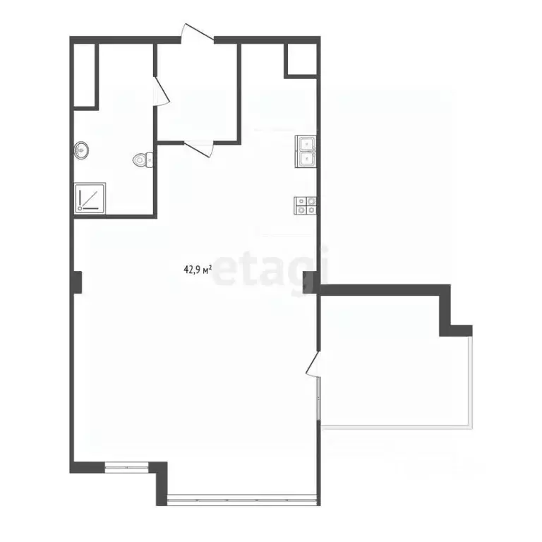 2-к кв. Севастополь Севастопольская зона ЮБК кв-л, 14Вс2 (42.9 м) - Фото 2