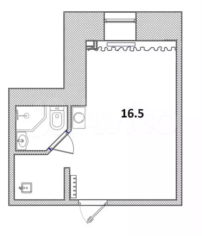 Апартаменты-студия, 16,5 м, 1/5 эт. - Фото 0