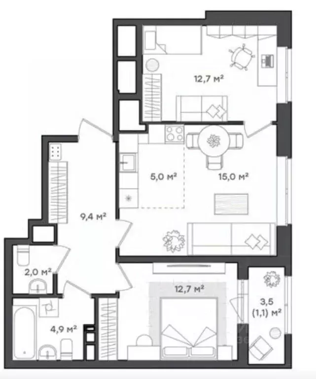 2-к кв. Ярославская область, Ярославль Тутаевское ш., 93Б (61.3 м) - Фото 2