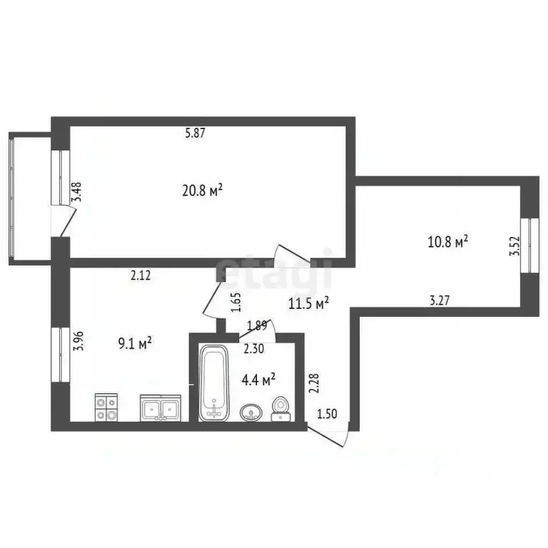 2-к кв. Ханты-Мансийский АО, Ханты-Мансийск ул. Чехова, 62А (55.1 м) - Фото 2