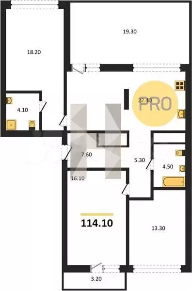 3-к. квартира, 114,1 м, 8/8 эт. - Фото 0