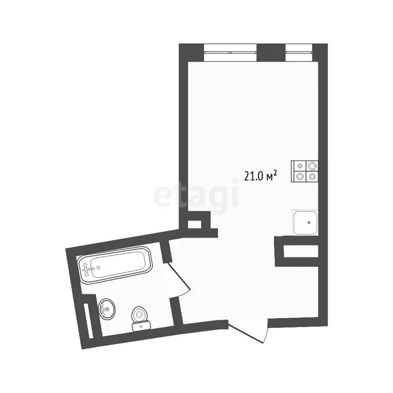 Квартира-студия: Тюмень, улица Газовиков, 73к3 (27.3 м) - Фото 0