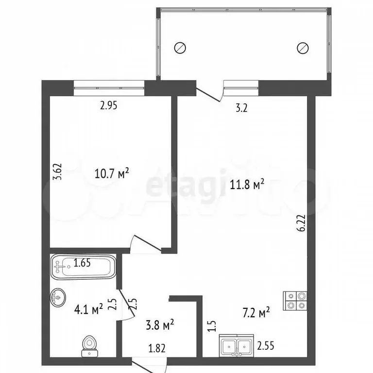 2-к. квартира, 37,6 м, 5/14 эт. - Фото 0