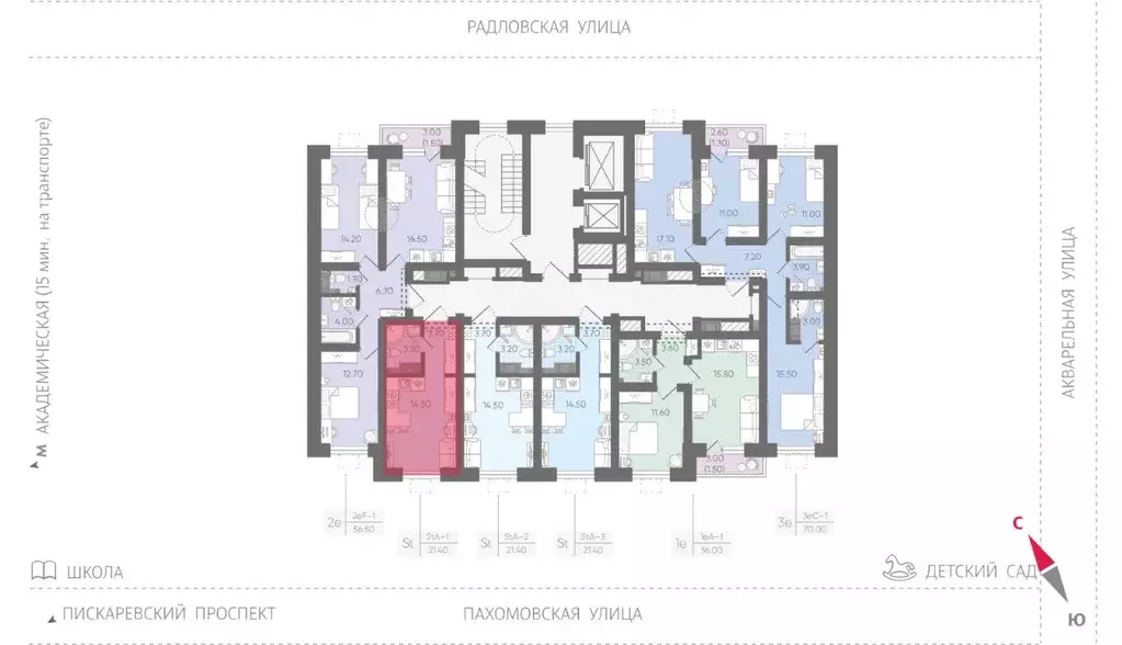 Студия Санкт-Петербург ул. Радловская (21.4 м) - Фото 1