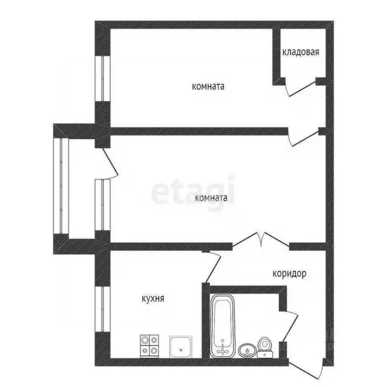 2-к кв. Ленинградская область, Волхов Молодежная ул., 27 (42.0 м) - Фото 0