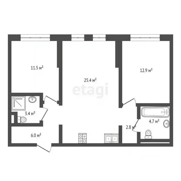 2-к кв. Москва Кронштадтский бул., 8к2 (66.7 м) - Фото 1