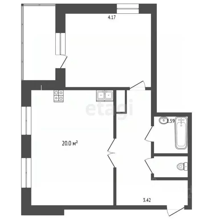 1-к кв. Тюменская область, Тюмень ул. Монтажников, 53 (49.4 м) - Фото 2