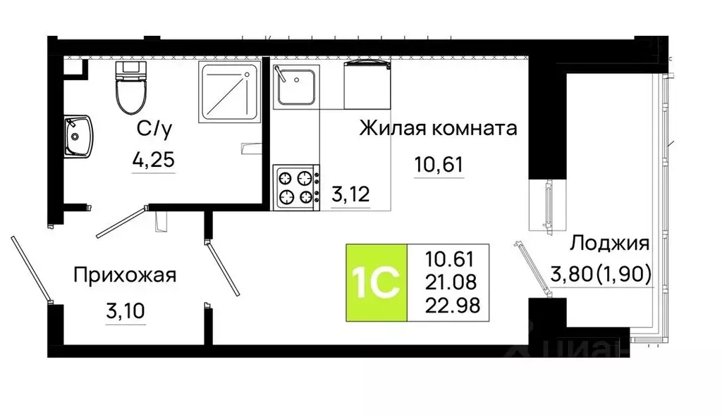 Студия Ростовская область, Ростов-на-Дону Нефтекачка кв-л, Октябрь ... - Фото 0