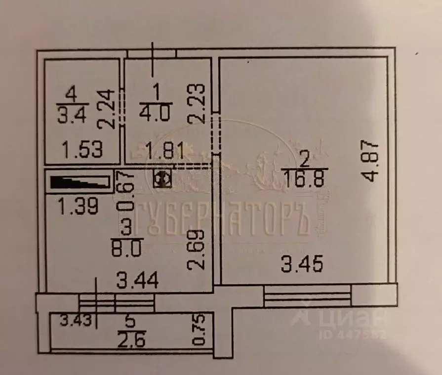 1-к кв. Тверская область, Тверь бул. Гусева, 56 (34.8 м) - Фото 2