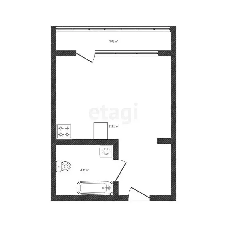 Квартира-студия: Ижевск, улица Металлургов, 2 (26 м) - Фото 1