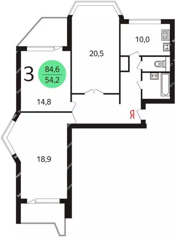 3-комнатная квартира: Москва, улица Богданова, 12к1 (85 м) - Фото 0