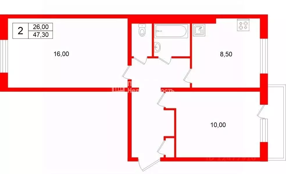 2-к кв. Ленинградская область, Сертолово Всеволожский район, ул. ... - Фото 2