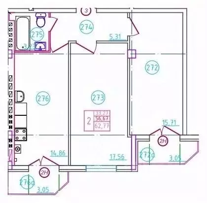 2-к кв. Ростовская область, Шахты пер. Бродского, 10 (62.77 м) - Фото 0
