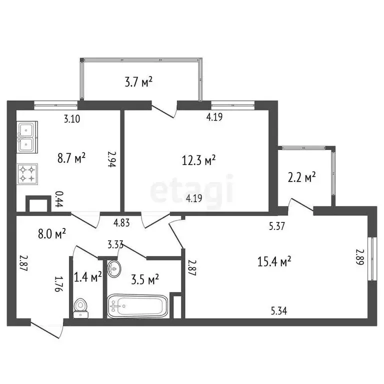 2-комнатная квартира: Санкт-Петербург, улица Доблести, 7к1 (49.3 м) - Фото 1