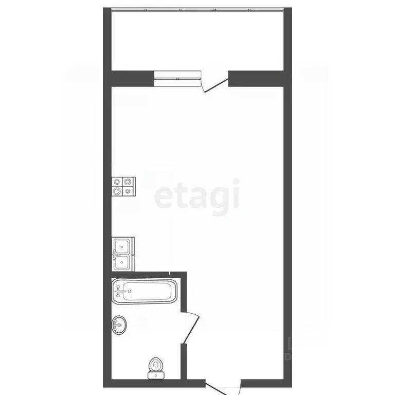 Студия Тюменская область, Тюмень Комбинатская ул., 54к2 (25.3 м) - Фото 2