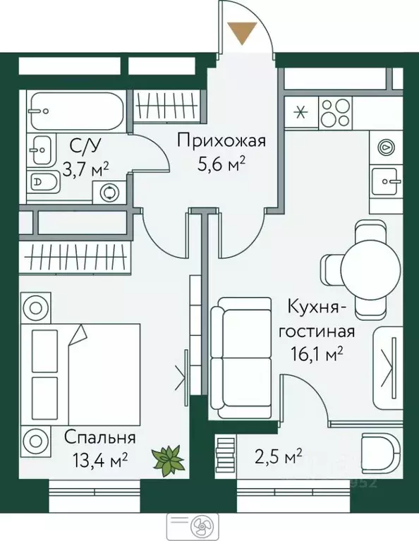1-к кв. Волгоградская область, Волгоград Новосибирская ул., 74 (41.25 ... - Фото 0