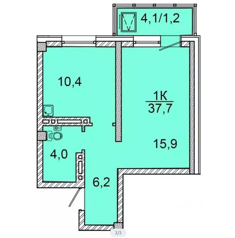 1-к кв. Красноярский край, Красноярск ул. Калинина, 175 (37.5 м) - Фото 1