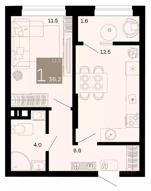 1-к кв. Краснодарский край, Анапа муниципальный округ, с. Супсех ... - Фото 1