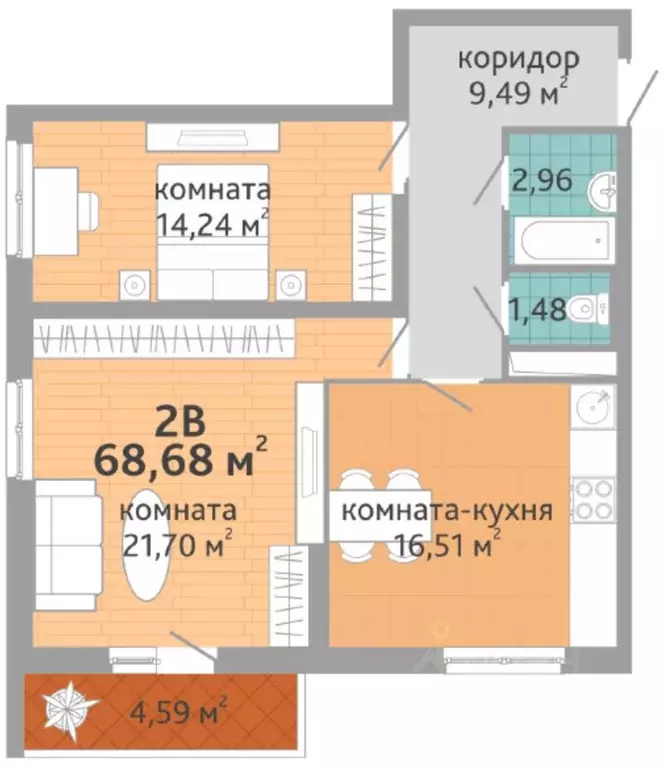 3-к кв. Свердловская область, Екатеринбург ул. Краснолесья, 108/3 ... - Фото 0