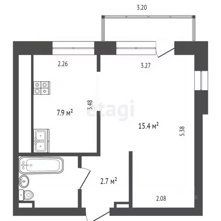 1-к кв. Омская область, Омск наб. Иртышская, 14 (32.0 м) - Фото 1