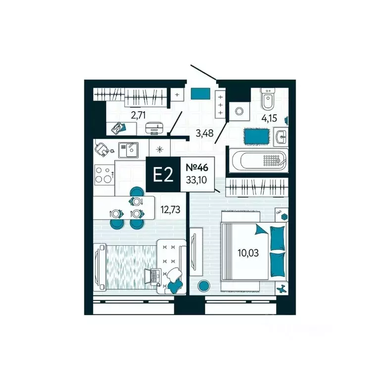 1-к кв. Тульская область, Тула ул. Чмутова, 158Д (33.1 м) - Фото 1