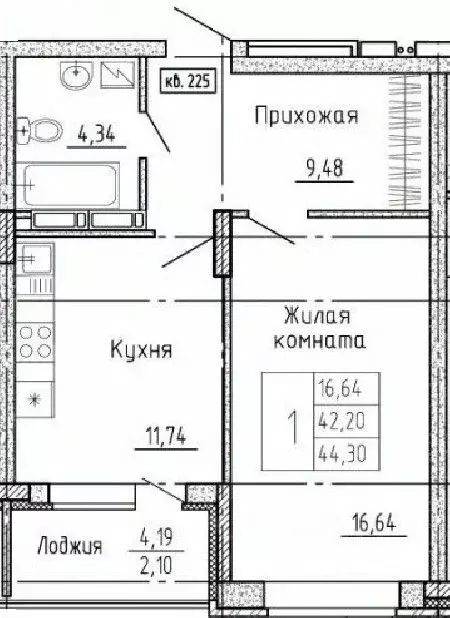 1-к кв. Воронежская область, Воронеж Московский просп., 66 (44.3 м) - Фото 0