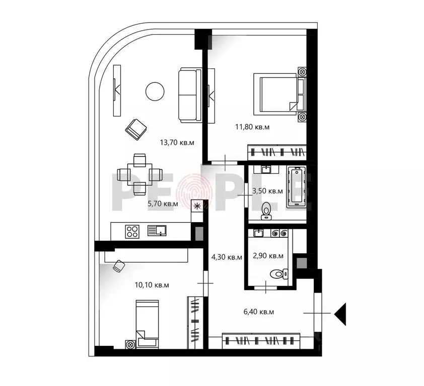 3-к кв. Москва Кутузовский просп., 36А (58.4 м) - Фото 1